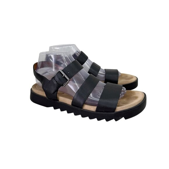 Madewell Shoes - Madewell Addie Black Leather Strappy Open Toe Sandals Shoes Womens size 9